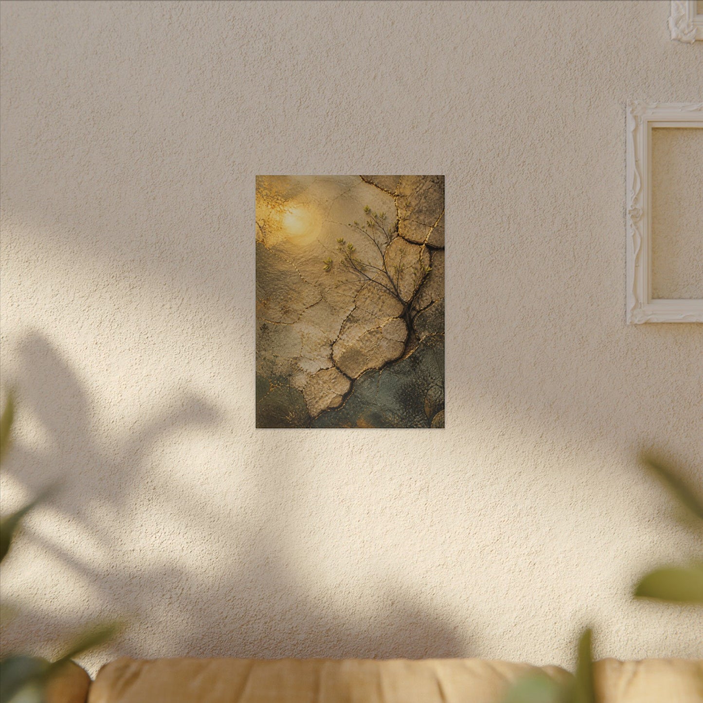 Cracked Earth Spring Canvas Art | Japandi Warm Design