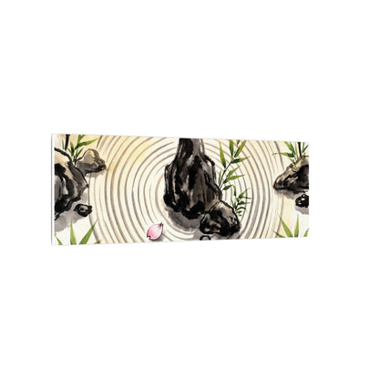 Zen Rock Garden in Golden Hour | Sumi E Canvas Art