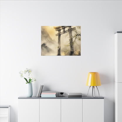 Spring Torii Gate Sumi E Canvas Art | Tranquil Decor