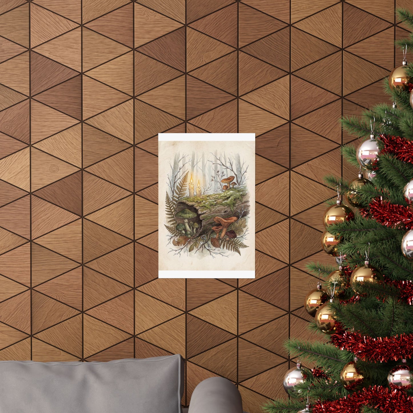 Winter Wild Mushrooms Herbarium Wall Art Print | Rustic Decor