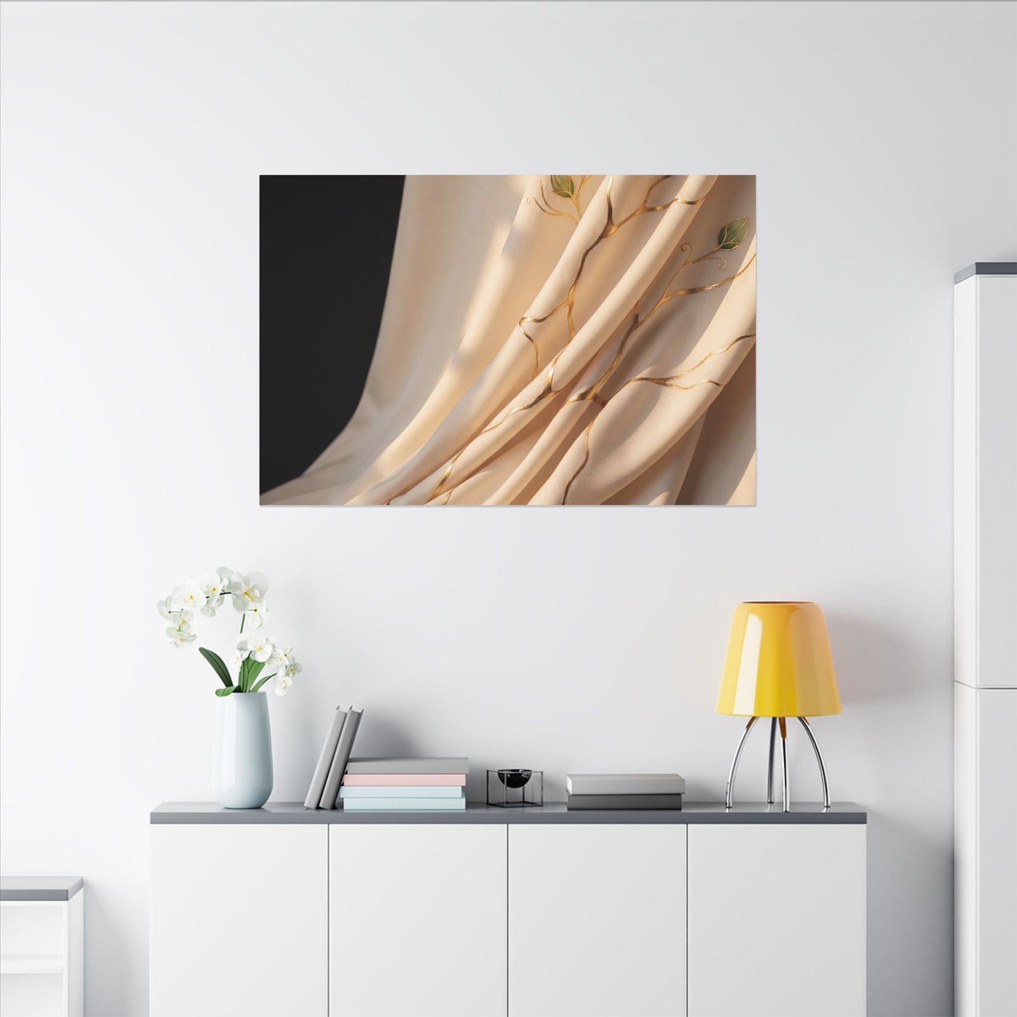 Golden Hour Silk Drape Canvas Art - Kintsugi Fukinsei