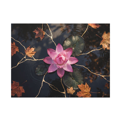 Ma Lotus Flower Canvas Art - Kintsugi Gold Vein