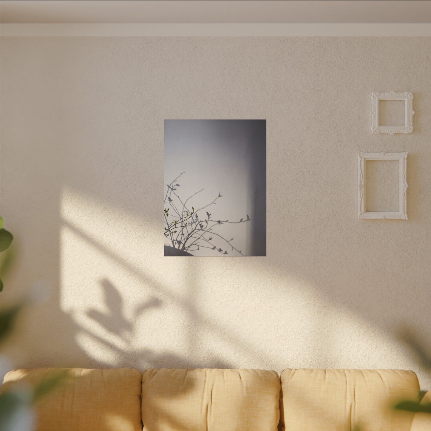 Japandi Shadow Play in Dawn | Japanese Pattern Canvas Art