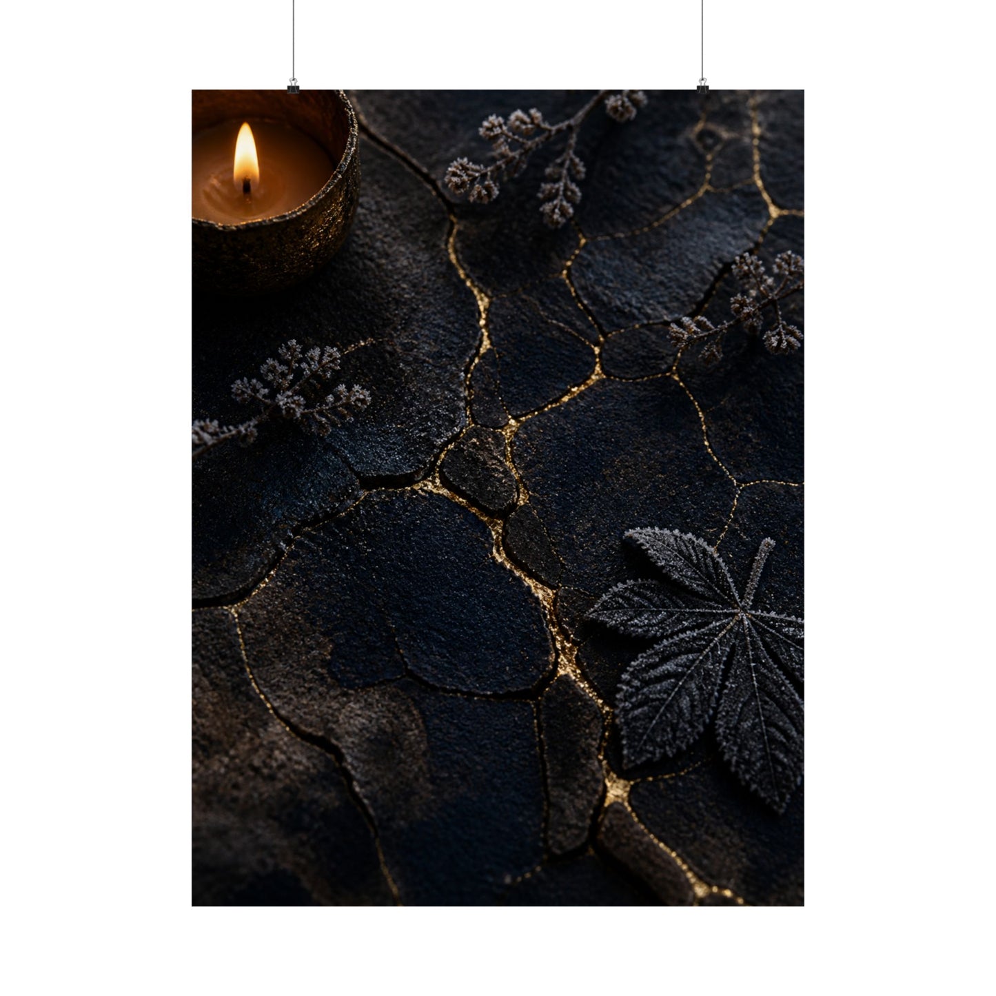 Luxurious Cracked Earth Wall Art Print - Moody Minimal Dark Japandi
