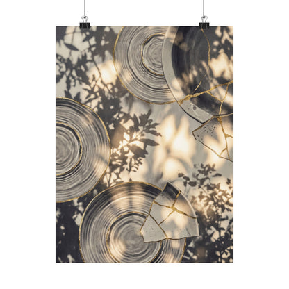 Water Ripple Wall Art Print | Summer Kintsugi Gold Vein Art Art Print