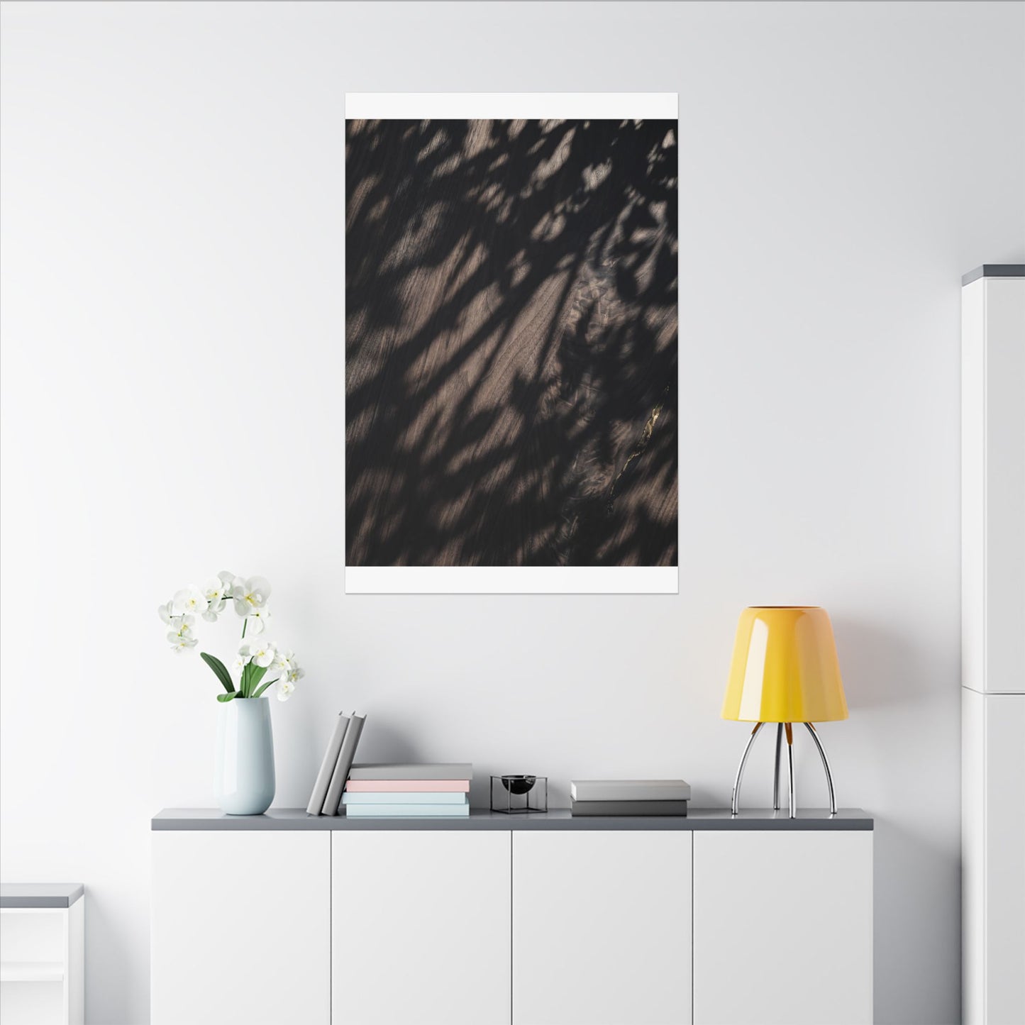 Shadow Play Summer Canvas Art | Dark Japandi Moody Design