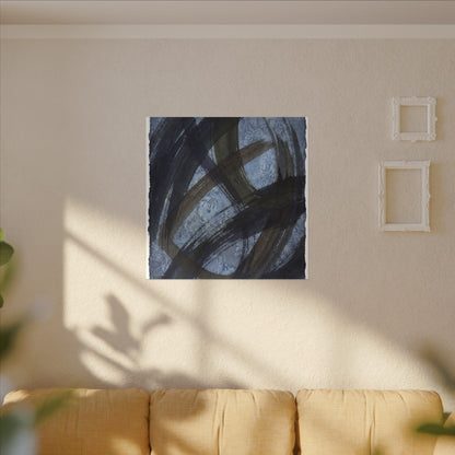 Ink Brushstroke Canvas Art | Winter Dark Japandi Shadow Zen Art