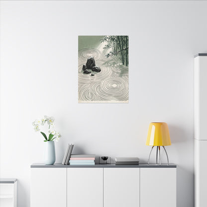 Shibui Rock Garden Canvas Art - Zen Ukiyo E Inspired