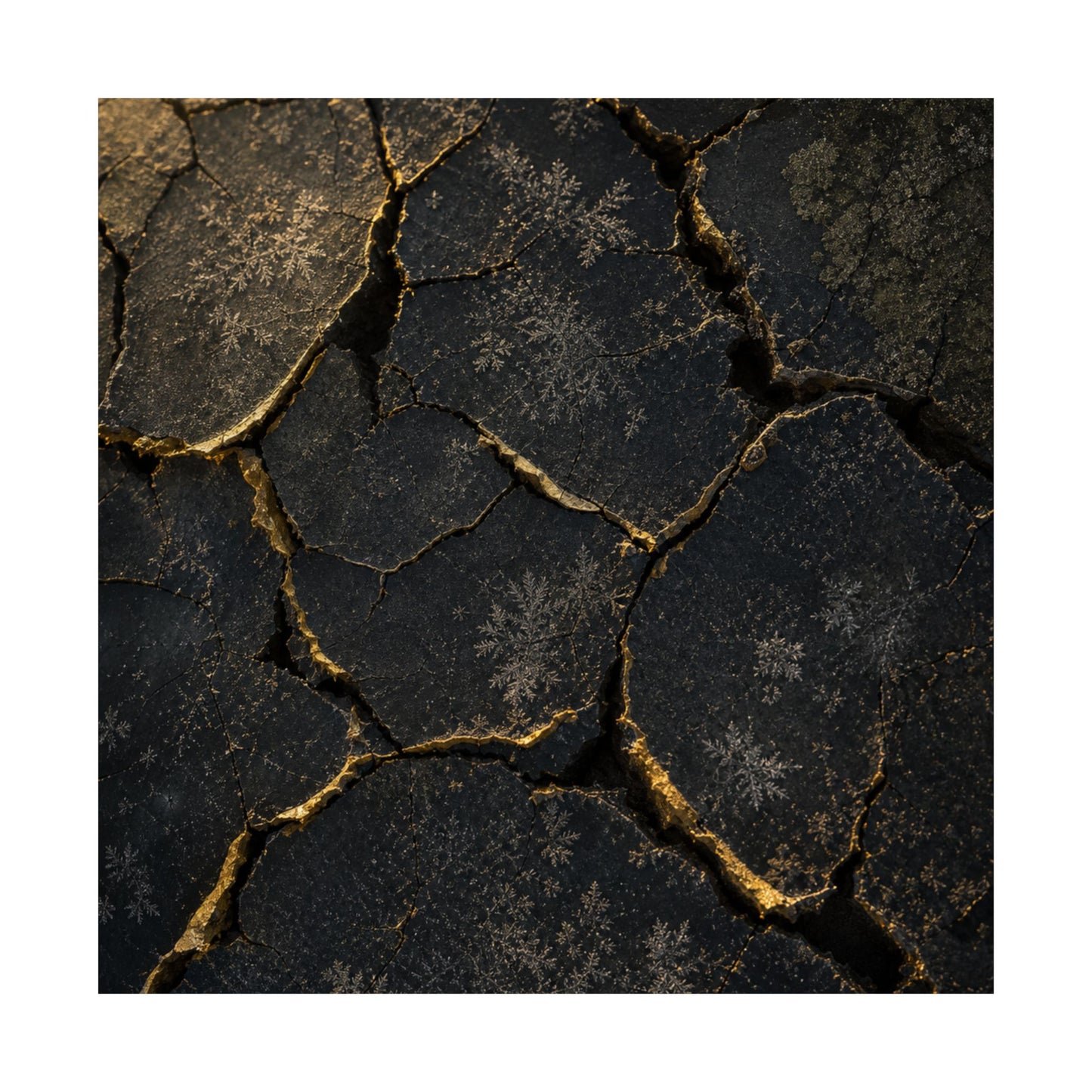 Cracked Earth Shadow Zen Wall Art Print | Atmospheric Dark Japandi Art