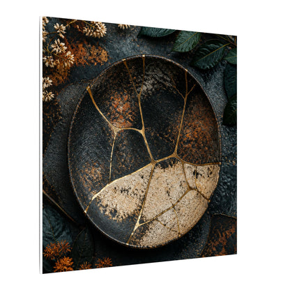Kintsugi Rust Patina in Dawn | Gold Repair Canvas Art
