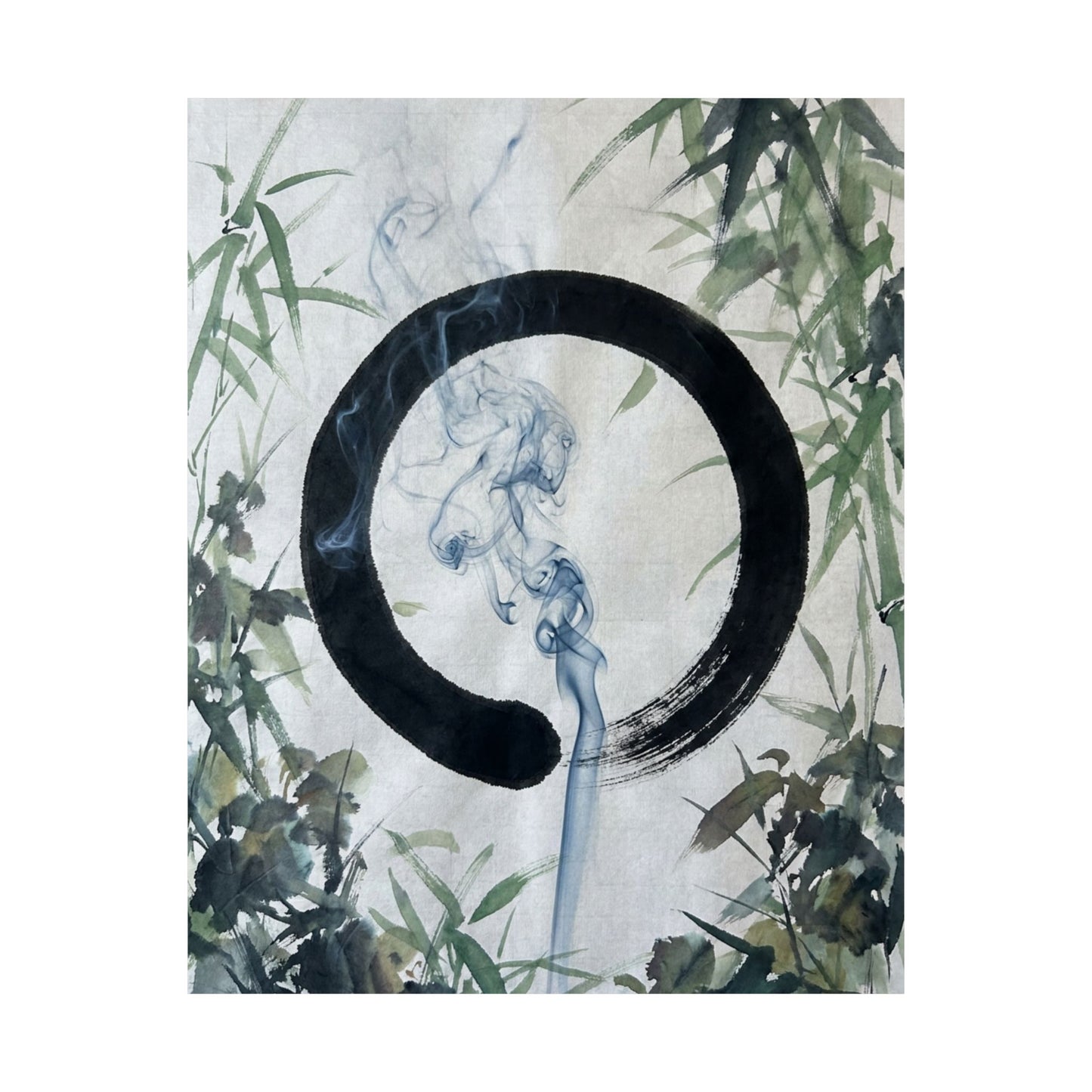 Moonlight Incense Smoke Wall Art Print - Zen Mono No Aware