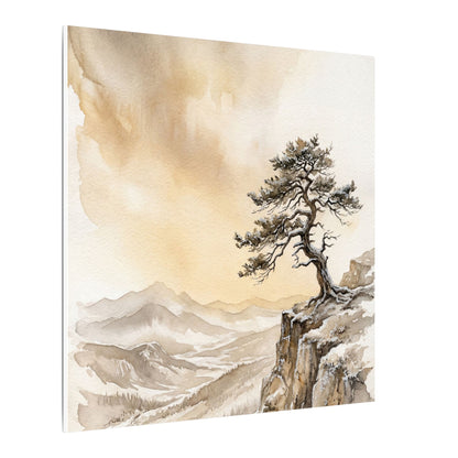 Pine Tree Canvas Art | Winter Japandi Watercolor Art
