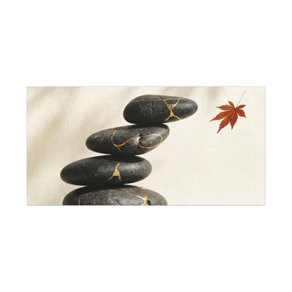 Kintsugi River Stones in Dappled | Crackle Gold Canvas Art