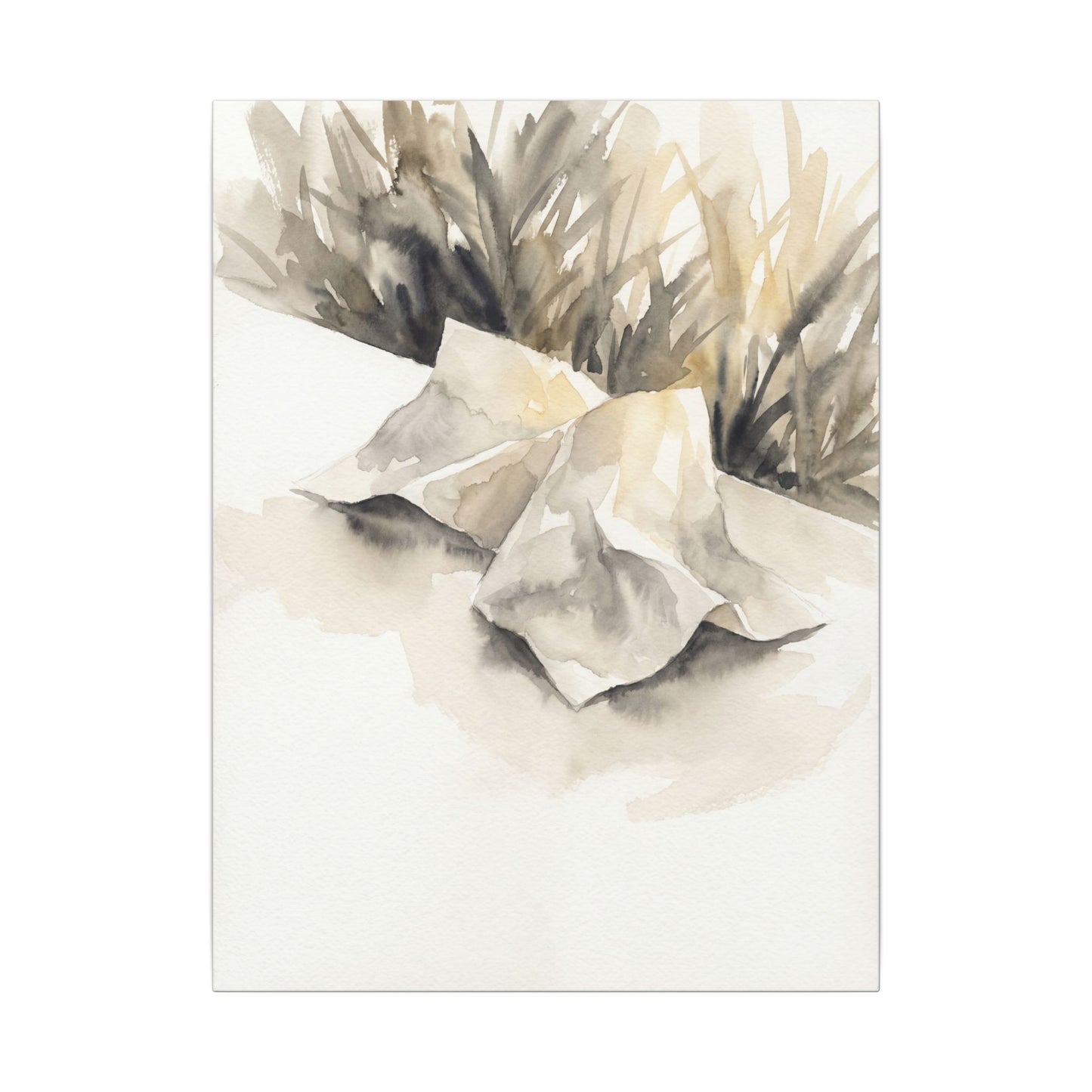 Paper Fold Watercolor Canvas Art | Warm Japandi Art