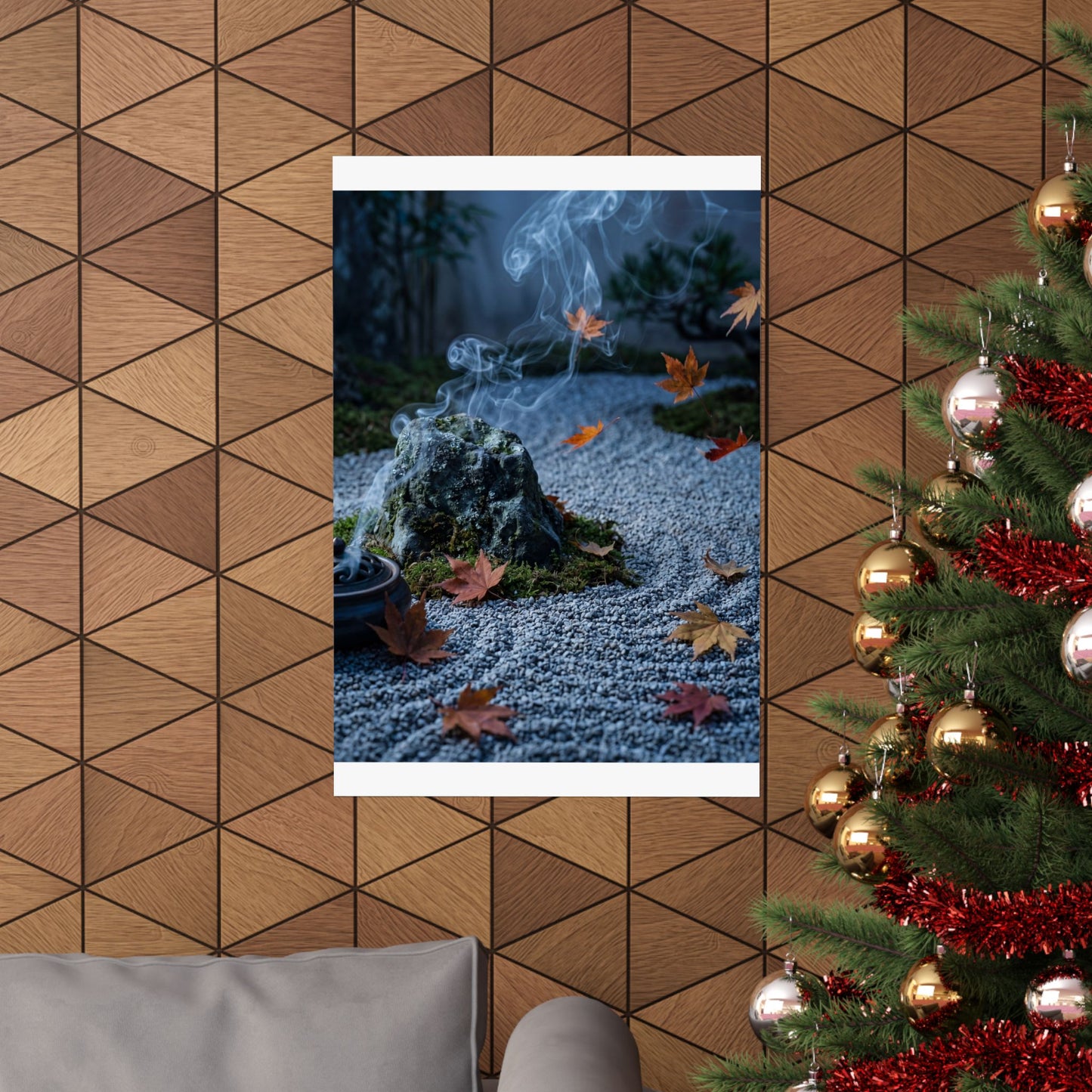 Incense Smoke Autumn Wall Art Print | Zen Peaceful Design