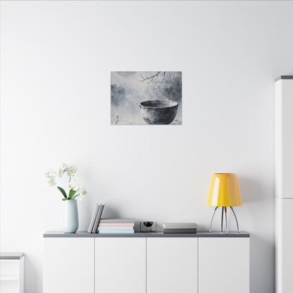 Seijaku Ceramic Bowl Canvas Art - Zen Sumi E