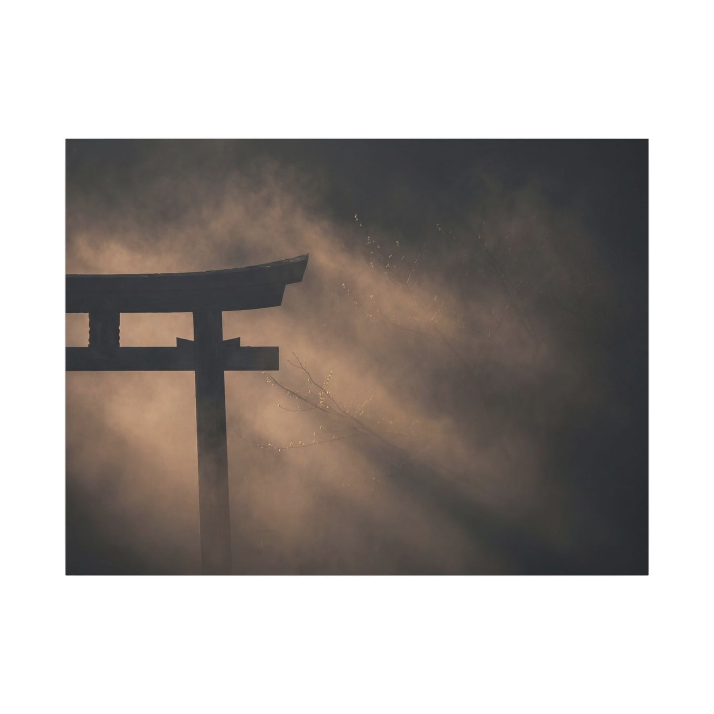 Torii Gate Shadow Zen Canvas Art | Bold Dark Japandi Art