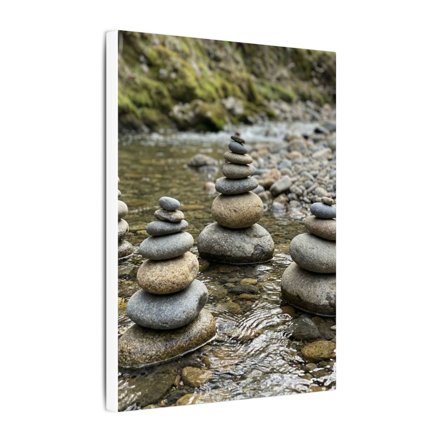 Zen River Stones in Dawn | Karesansui Canvas Art