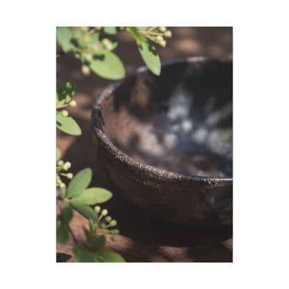 Ceramic Bowl Shadow Zen Canvas Art | Moody Dark Japandi Art