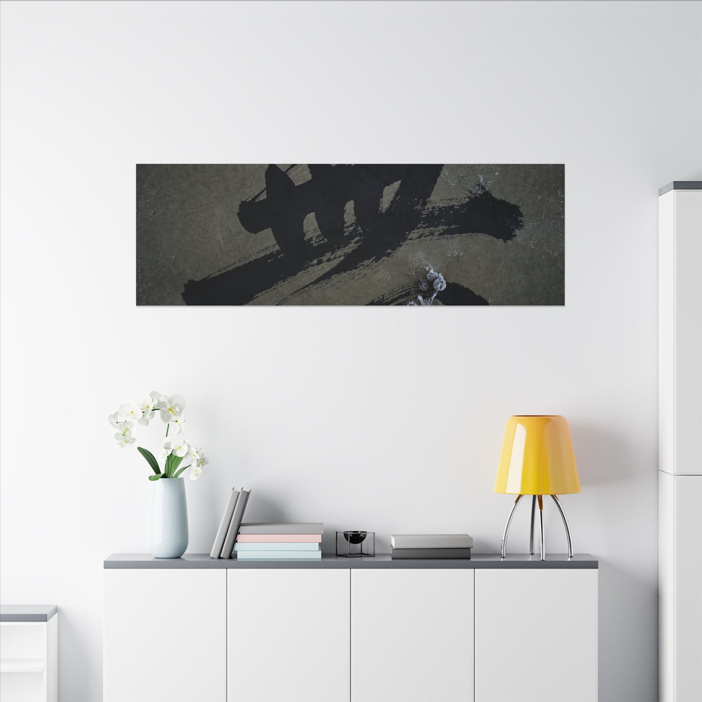 Sophisticated Calligraphy Canvas Art - Shadow Zen Dark Japandi