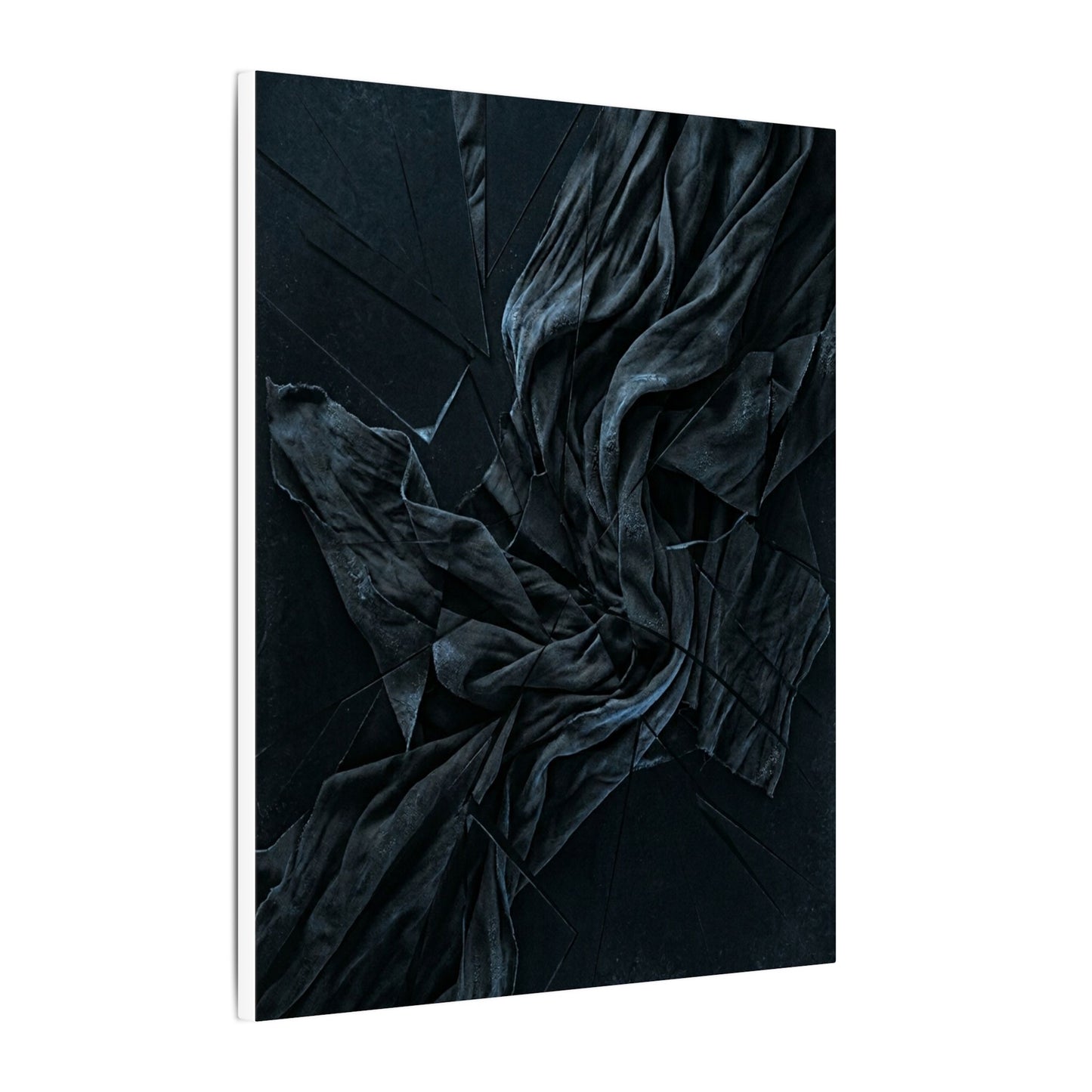 Dark Japandi Silk Drape in Moonlight | Moody Minimal Canvas Art