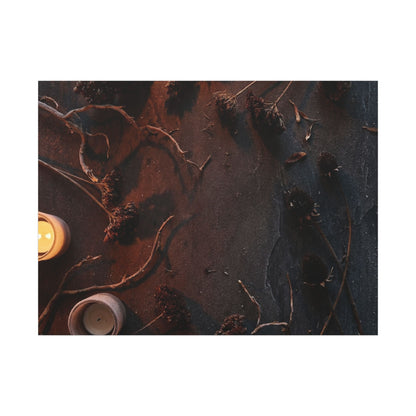 Dried Flowers Canvas Art | Winter Dark Japandi Moody Minimal Art
