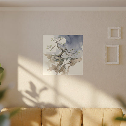 Moonlight Pine Tree Canvas Art - Japandi Ma