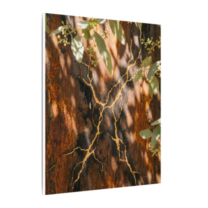 Kanso Rust Patina Canvas Art - Kintsugi Gold Vein