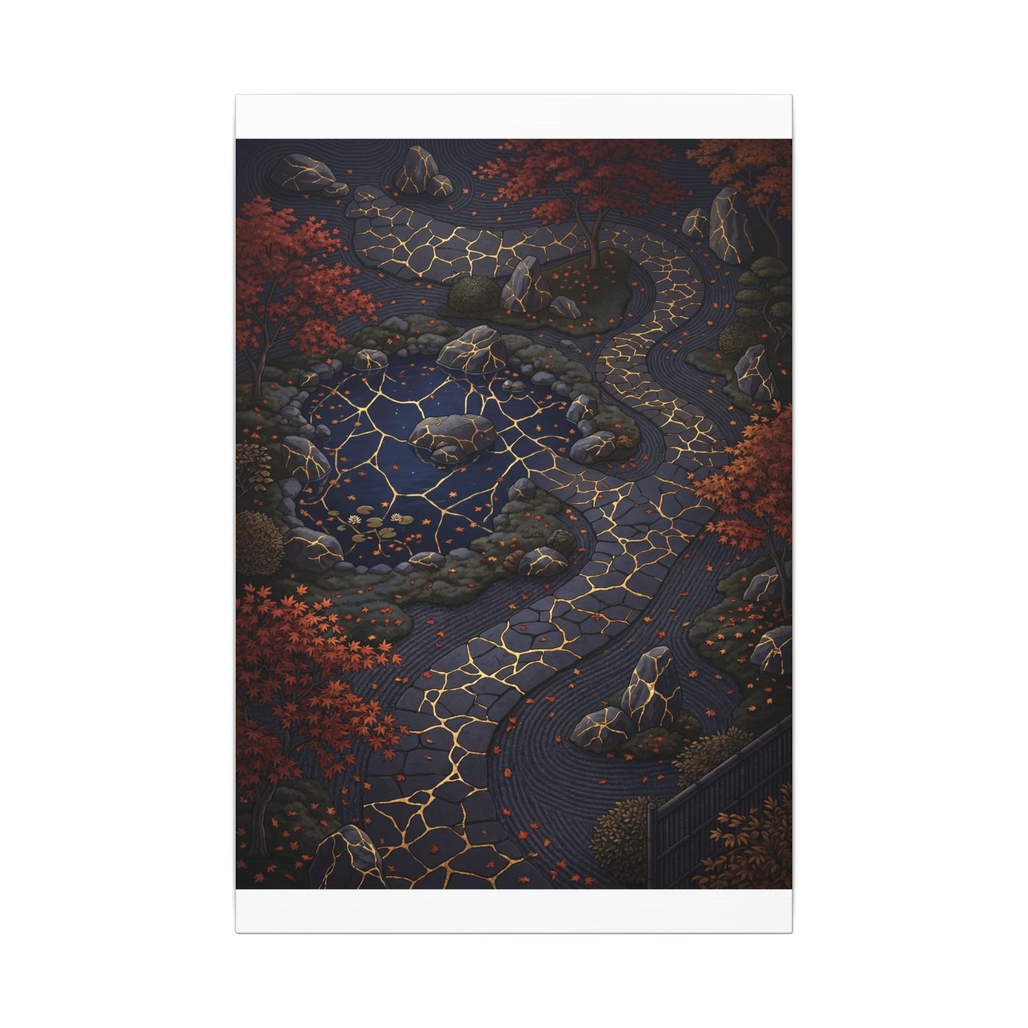 Moonlit Garden Gold Vein Canvas Art | Resilient Kintsugi Art