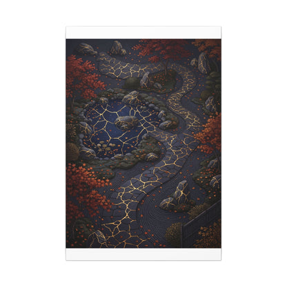 Moonlit Garden Gold Vein Canvas Art | Resilient Kintsugi Art