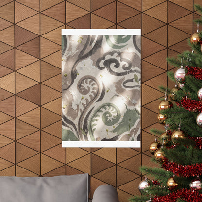 Ink Brushstroke Spring Wall Art Print | Japandi Earthy Design