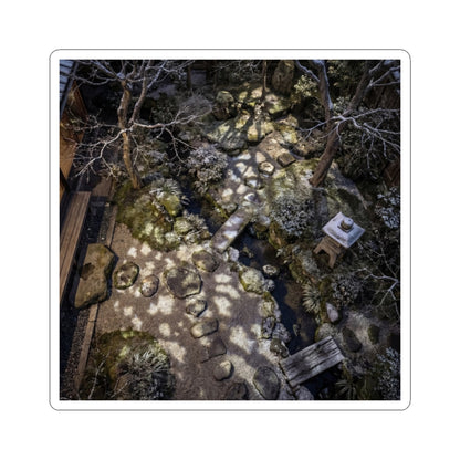 Warm Moonlit Garden Sticker - Japanese Pattern Japandi Art Print