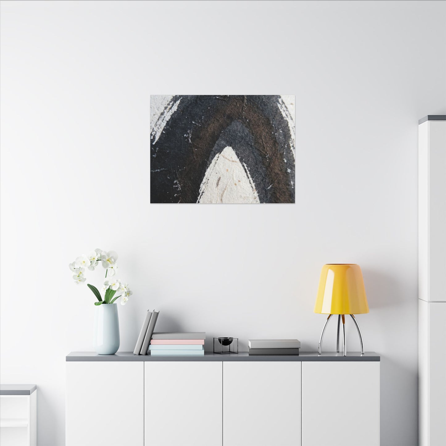 Moody Ink Brushstroke Canvas Art - Moody Minimal Dark Japandi