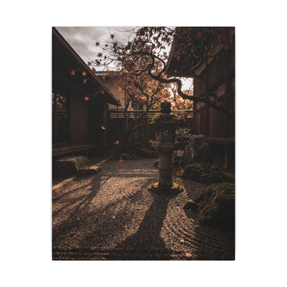 Seijaku Stone Lantern Canvas Art - Dark Japandi Shadow Zen