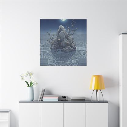 Spring Rock Garden Ukiyo E Inspired Canvas Art | Tranquil Decor