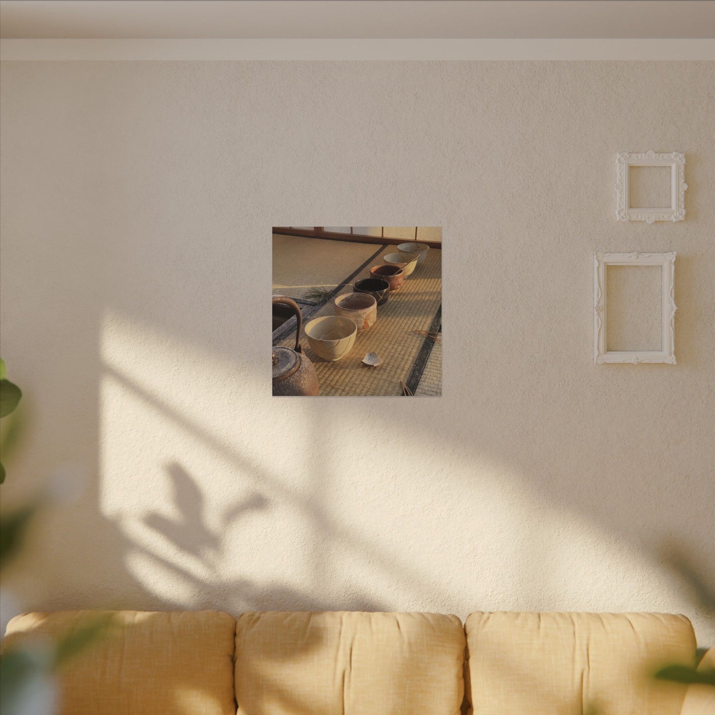 Kintsugi Tea Ceremony in Golden Hour | Gold Repair Canvas Art