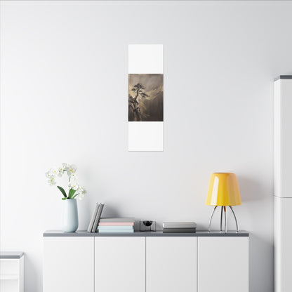 Pine Tree Charcoal Ink Canvas Art | Luxurious Dark Japandi Art