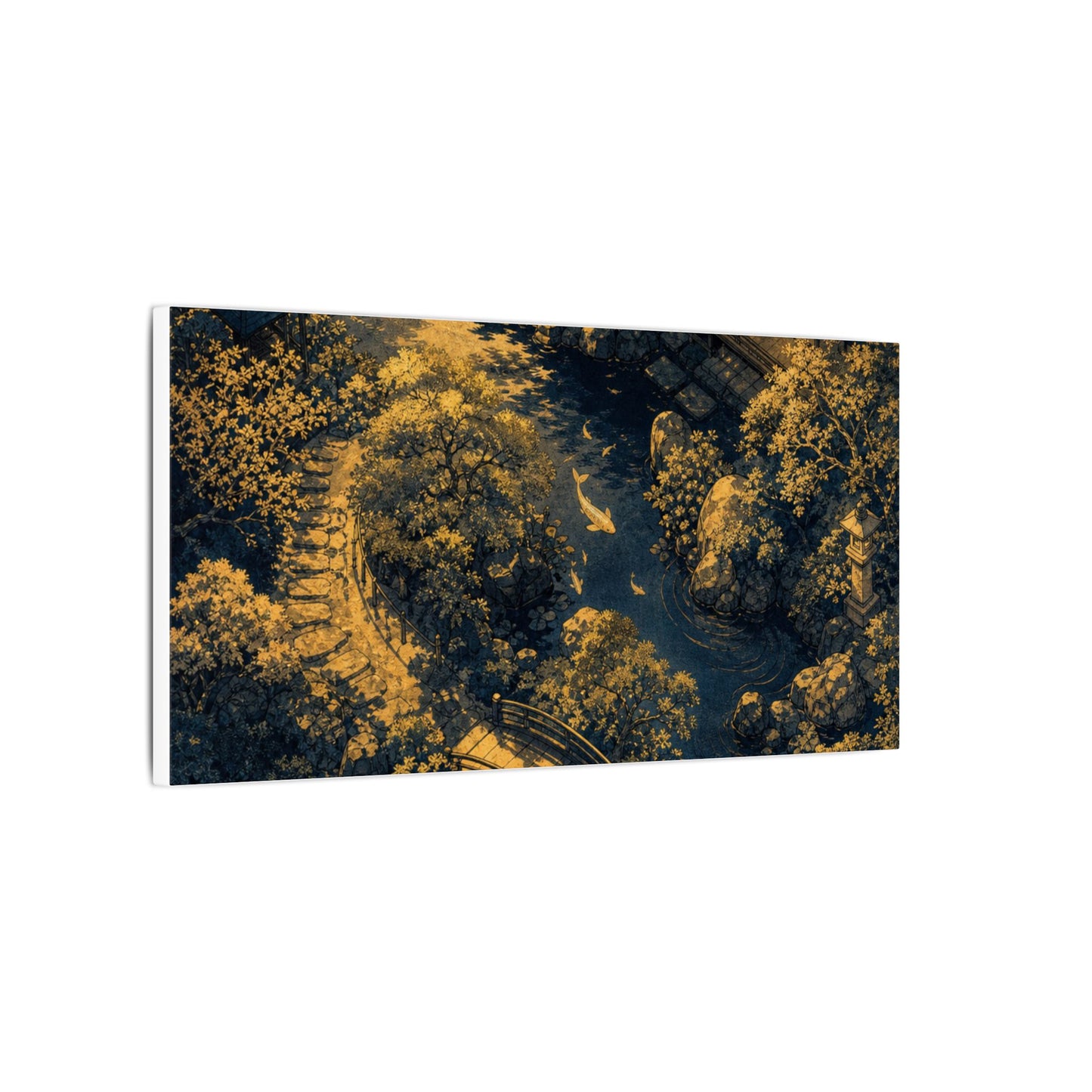 Contemplative Moonlit Garden Canvas Art - Ukiyo E Inspired Zen