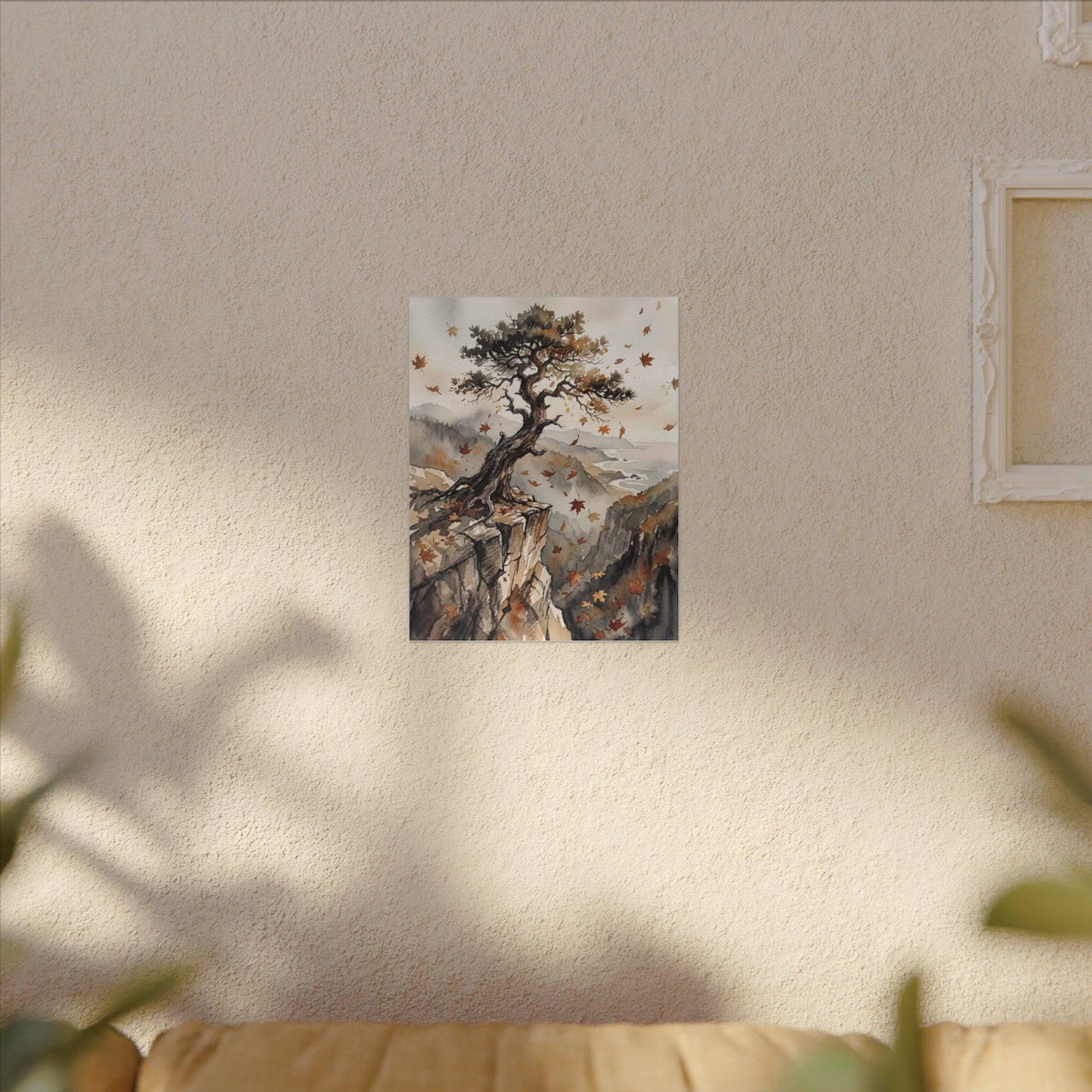 Autumn Pine Tree Watercolor Canvas Art | Warm Decor