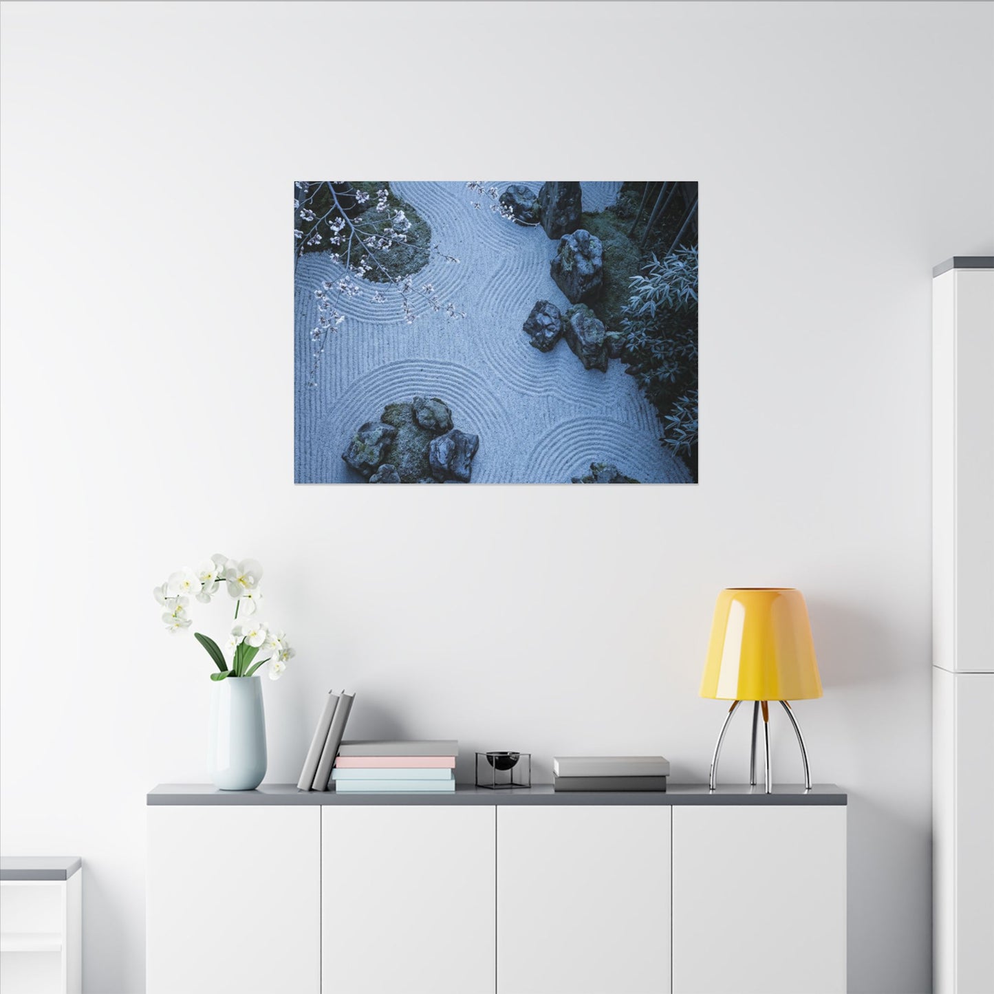 Contemplative Cherry Blossom Canvas Art - Karesansui Zen