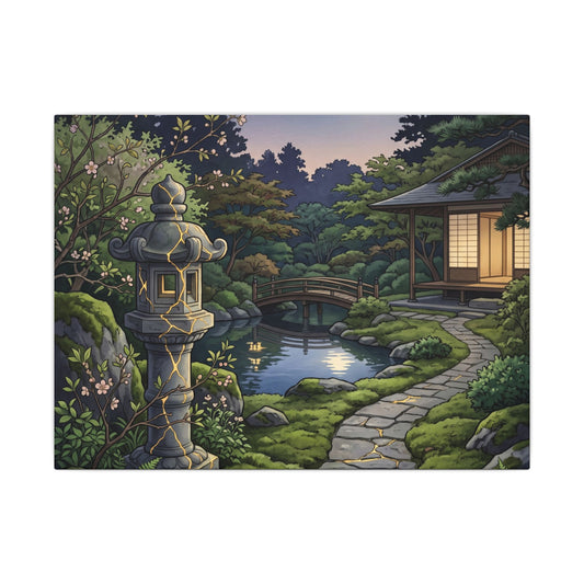 Spring Moonlit Garden Gold Vein Canvas Art | Resilient Decor