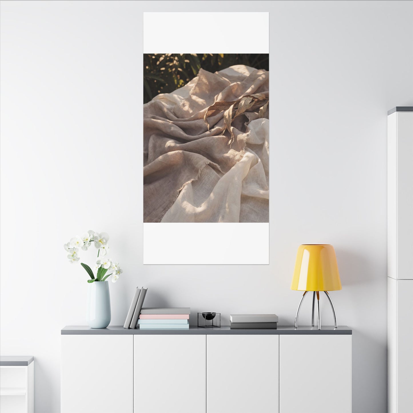 Silk Drape Summer Canvas Art | Japandi Neutral Design
