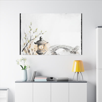 Moonlit Garden Spring Canvas Art | Zen Contemplative Design