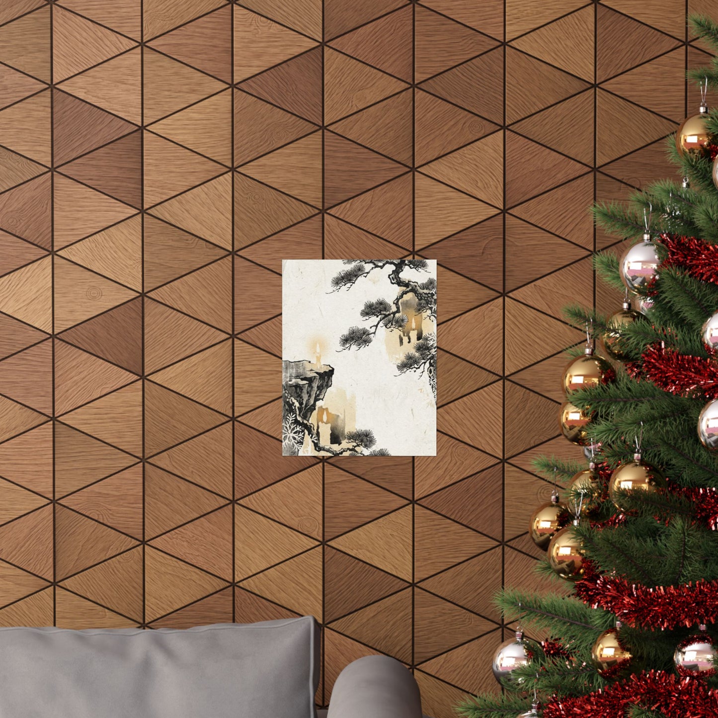 Ma Pine Tree Wall Art Print - Japandi Japanese Pattern