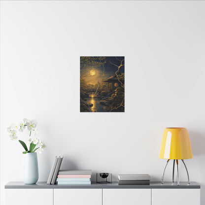 Spring Moonlit Garden Gold Vein Canvas Art | Resilient Decor