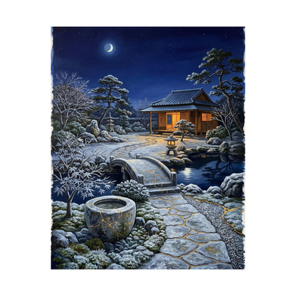 Moonlit Garden Winter Wall Art Print | Kintsugi Philosophical Design