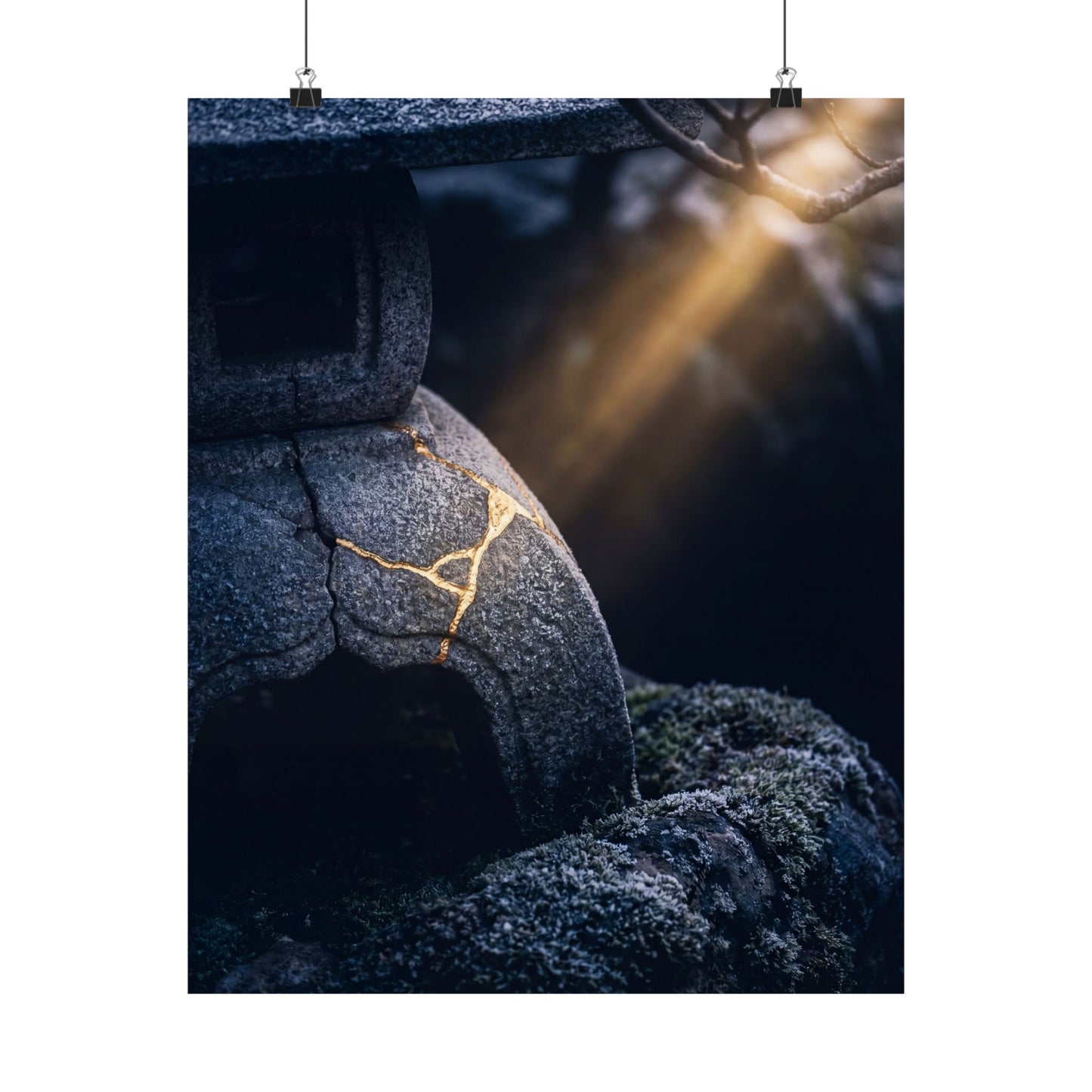 Moonlit Garden Winter Wall Art Print | Kintsugi Artful Design