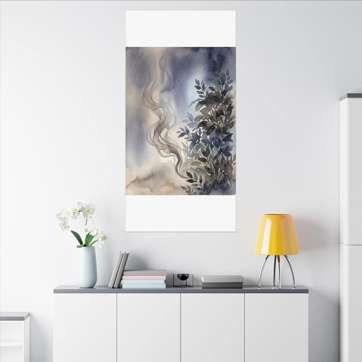 Incense Smoke Summer Canvas Art | Japandi Cozy Design