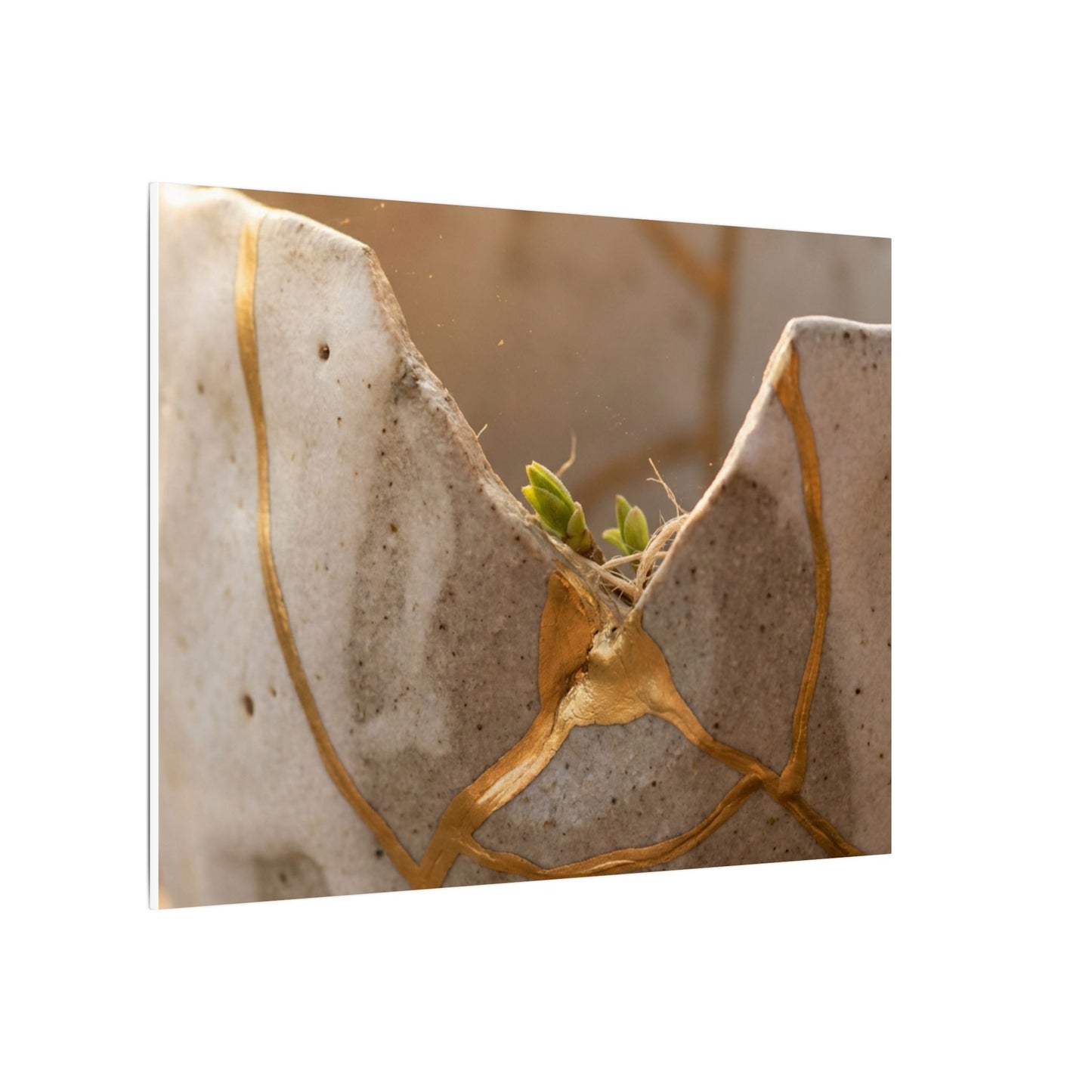 Golden Hour Broken Pottery Canvas Art - Japandi Kanso