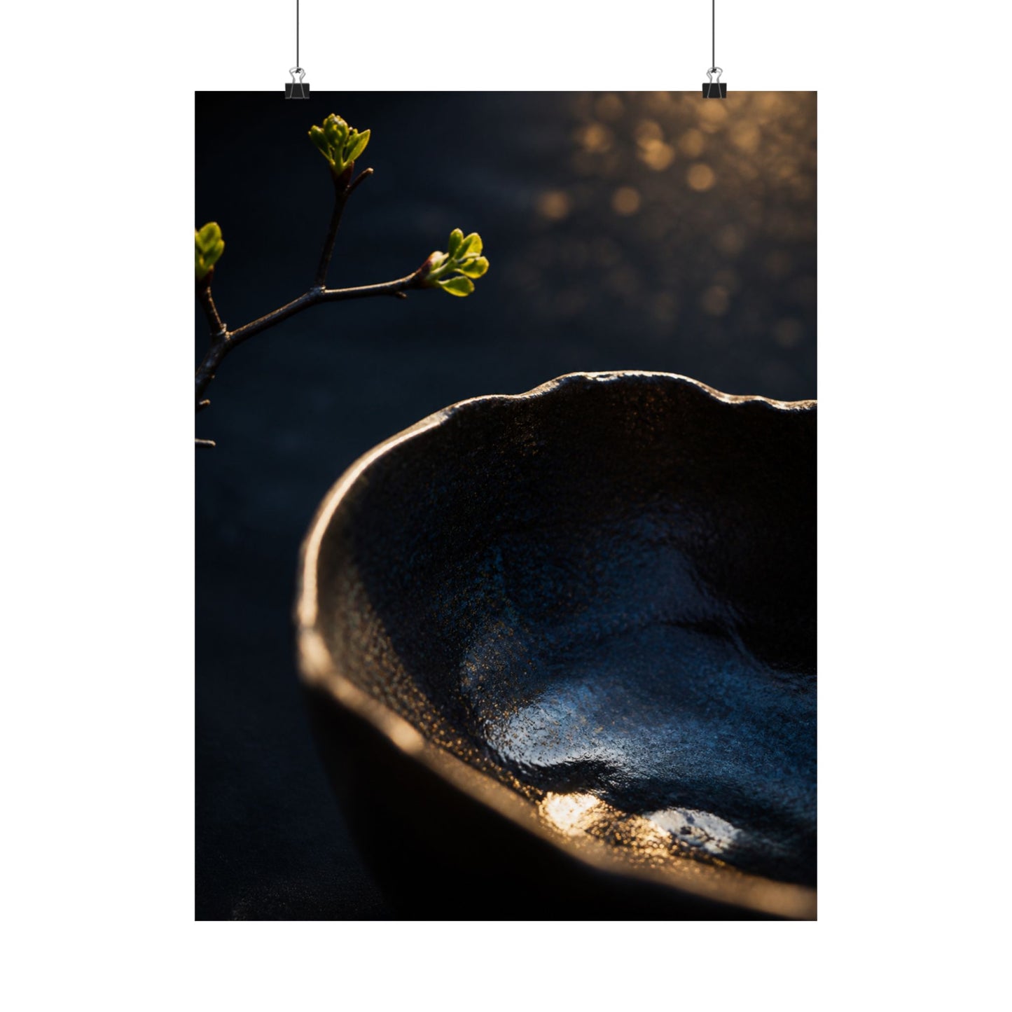 Ma Ceramic Bowl Wall Art Print - Dark Japandi Shadow Zen